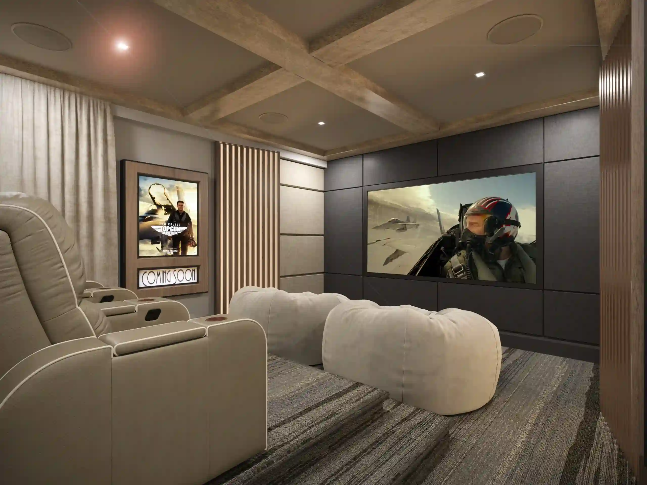 Home theater installation in Studio City - home theater with recliner seating
