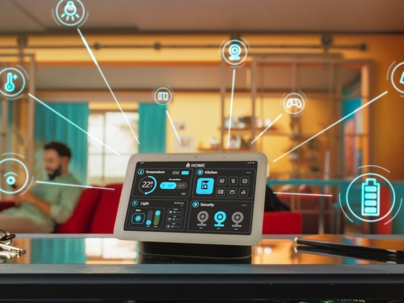 Creative,Smart,Home,Device,With,Dark,Theme,Infographics,Shown,On